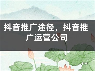 抖音推广途径，抖音推广运营公司