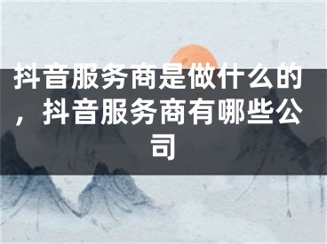 抖音服务商是做什么的，抖音服务商有哪些公司