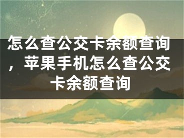 怎么查公交卡余额查询，苹果手机怎么查公交卡余额查询