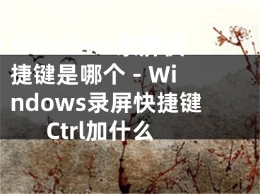 Windows录屏快捷键是哪个 - Windows录屏快捷键Ctrl加什么