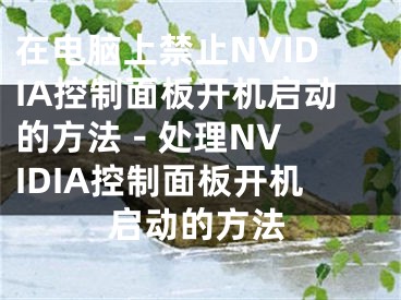 在电脑上禁止NVIDIA控制面板开机启动的方法 - 处理NVIDIA控制面板开机启动的方法