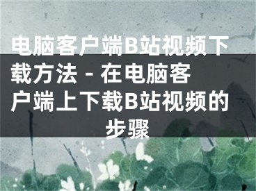 电脑客户端B站视频下载方法 - 在电脑客户端上下载B站视频的步骤