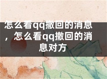 怎么看qq撤回的消息，怎么看qq撤回的消息对方