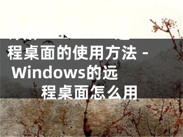 详解Windows远程桌面的使用方法 - Windows的远程桌面怎么用
