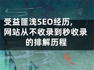 受益匪浅SEO经历,网站从不收录到秒收录的排解历程