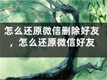 怎么还原微信删除好友，怎么还原微信好友