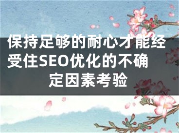 保持足够的耐心才能经受住SEO优化的不确定因素考验