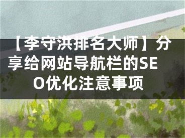 【李守洪排名大师】分享给网站导航栏的SEO优化注意事项