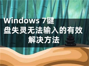 Windows 7键盘失灵无法输入的有效解决方法
