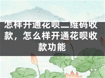 怎样开通花呗二维码收款，怎么样开通花呗收款功能