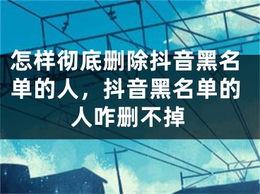 怎样彻底删除抖音黑名单的人，抖音黑名单的人咋删不掉