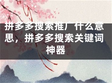 拼多多搜索推广什么意思，拼多多搜索关键词神器