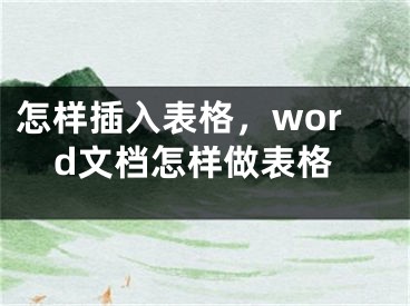 怎样插入表格，word文档怎样做表格