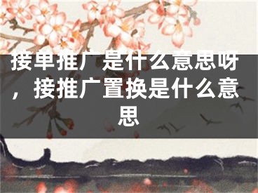 接单推广是什么意思呀，接推广置换是什么意思