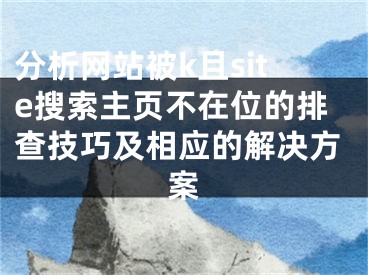 分析网站被k且site搜索主页不在位的排查技巧及相应的解决方案 