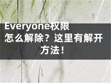 Everyone权限怎么解除？这里有解开方法！