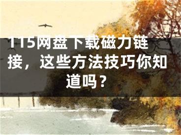 115网盘下载磁力链接，这些方法技巧你知道吗？