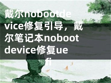 戴尔nobootdevice修复引导，戴尔笔记本nobootdevice修复uefi