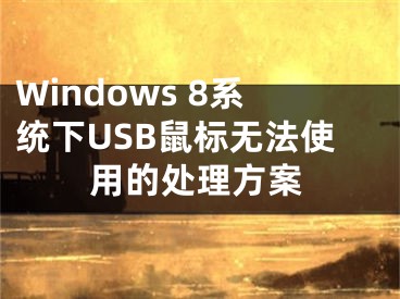 Windows 8系统下USB鼠标无法使用的处理方案