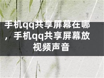 手机qq共享屏幕在哪，手机qq共享屏幕放视频声音