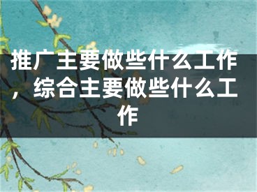 推广主要做些什么工作，综合主要做些什么工作