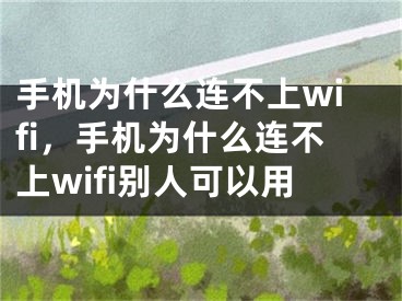 手机为什么连不上wifi，手机为什么连不上wifi别人可以用