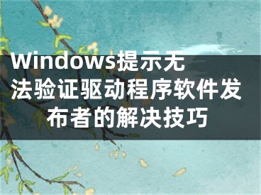 Windows提示无法验证驱动程序软件发布者的解决技巧