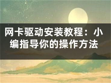 网卡驱动安装教程：小编指导你的操作方法