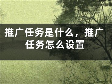 推广任务是什么，推广任务怎么设置