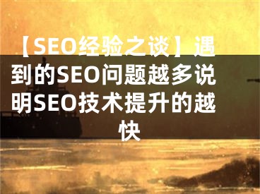 【SEO经验之谈】遇到的SEO问题越多说明SEO技术提升的越快 