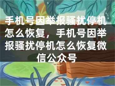 手机号因举报骚扰停机怎么恢复，手机号因举报骚扰停机怎么恢复微信公众号