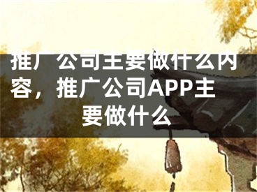 推广公司主要做什么内容，推广公司APP主要做什么