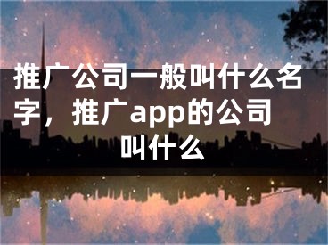 推广公司一般叫什么名字，推广app的公司叫什么