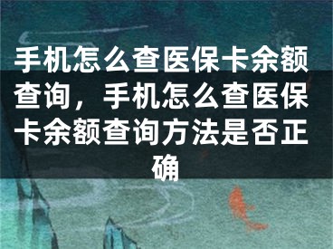 手机怎么查医保卡余额查询，手机怎么查医保卡余额查询方法是否正确