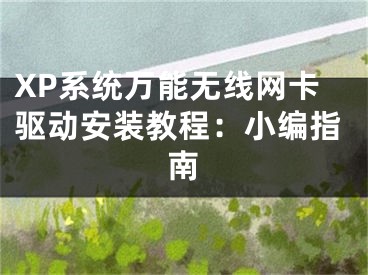 XP系统万能无线网卡驱动安装教程：小编指南