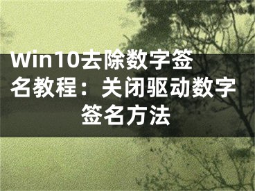 Win10去除数字签名教程：关闭驱动数字签名方法