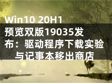 Win10 20H1预览双版19035发布：驱动程序下载实验与记事本移出商店