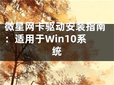 微星网卡驱动安装指南：适用于Win10系统