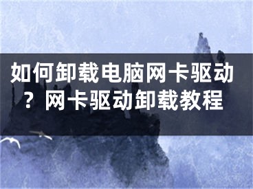 如何卸载电脑网卡驱动？网卡驱动卸载教程