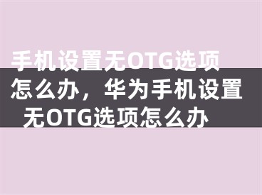 手机设置无OTG选项怎么办，华为手机设置无OTG选项怎么办