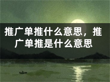 推广单推什么意思，推广单推是什么意思