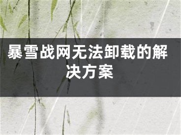 暴雪战网无法卸载的解决方案