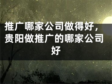 推广哪家公司做得好，贵阳做推广的哪家公司好