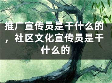 推广宣传员是干什么的，社区文化宣传员是干什么的