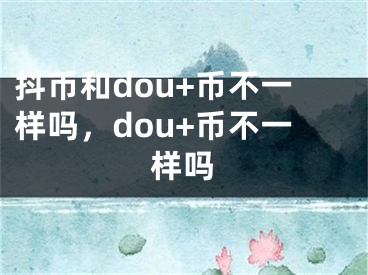 抖币和dou+币不一样吗，dou+币不一样吗