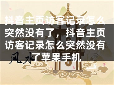 抖音主页访客记录怎么突然没有了，抖音主页访客记录怎么突然没有了苹果手机