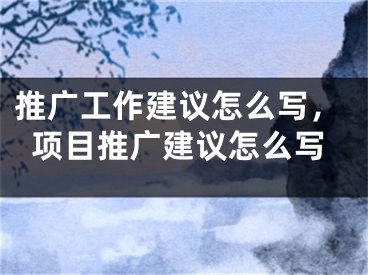 推广工作建议怎么写，项目推广建议怎么写