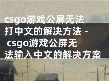 csgo游戏公屏无法打中文的解决方法 - csgo游戏公屏无法输入中文的解决方案