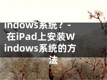 iPad可不可以装Windows系统？- 在iPad上安装Windows系统的方法