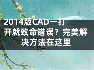 2014版CAD一打开就致命错误？完美解决方法在这里